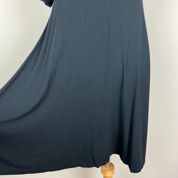 American Eagle Dress Small Black A-Line Open Back Ribbed Short Sleeve Mock Neck - Picture 6 of 13